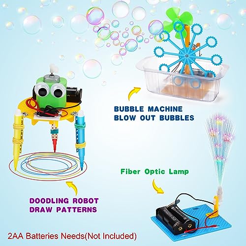 STEM Science Robotics Kit 6 Set Electronic Science Experiments Projects Activities for Kids DIY Engineering Building Kit Age 6-8 8-12 Motor Robot Toy Tsomtto
