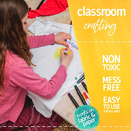 Fabric Pens for Clothes - Pack of 24 No Fade Markers - Machine Washable Shoe Markers for Fabric Decorating - Erase Stains Easily Crafts 4 All