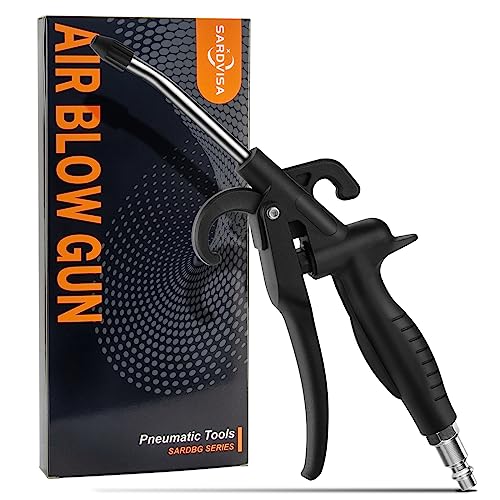 High Volume Air Blow Gun with Rubber Guard Air Flow Nozzle, Industrial Household Air Blower Gun Angle Ben Jet Nozzle, Air Gun for Compressor SARDVISA