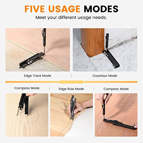 Saker Multi-function Scribing Tool- Construction Pencil- Aluminum Alloy Scribe Tool with Deep Hole Pencil,DIY Woodworking Scribe Gauge Scriber Line Saker