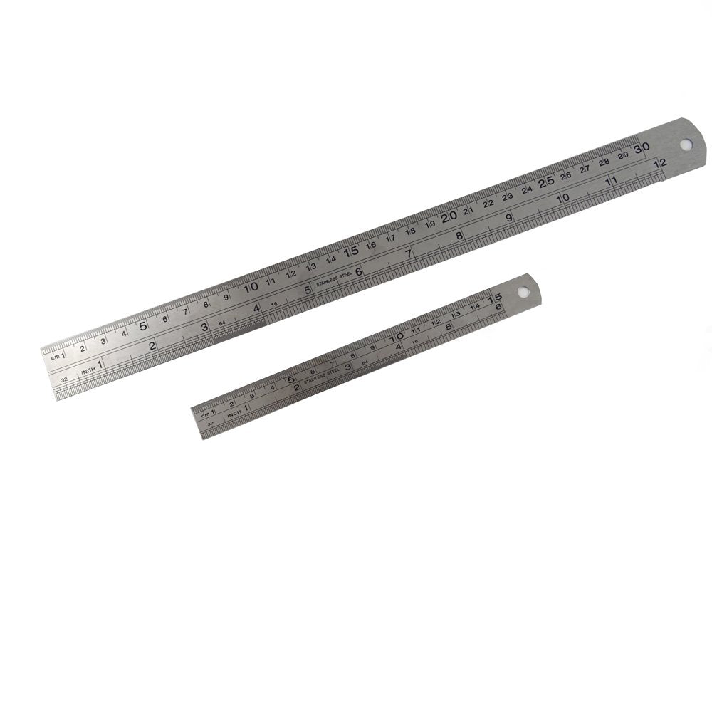 Honbay Stainless Steel Ruler 12 Inch and 6 Inch Double Side Measuring Scale Mark Metal Rule For Office Woodworking Engineering HONBAY