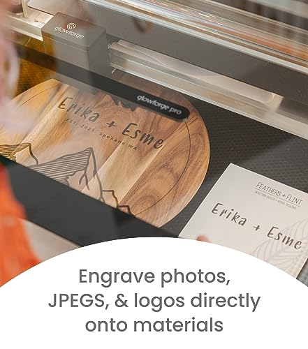 Glowforge Pro Laser Cutter - Create 12x Faster with Wood, Leather, Metal, and Stone. Ultimate Power and Cooling, with AI Prints up to 50 ft. Launch & Glowforge