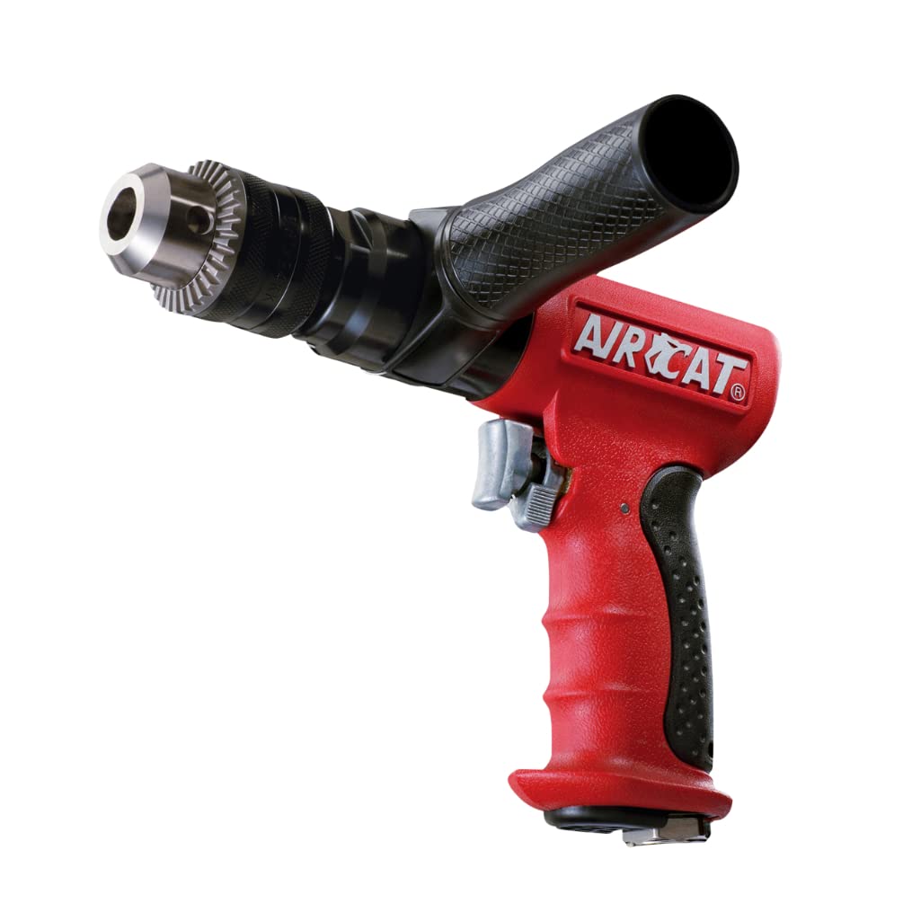 AIRCAT Pneumatic Tools 4450: 1/2-Inch Reversible Composite Drill Air Tool, Side Handle, 400 RPM, 60 HP Motor AIRCAT