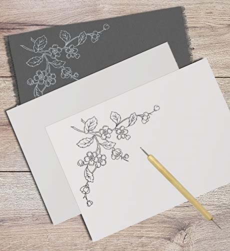 MyArtscape Graphite Transfer Paper, 20 White Sheets - Wax Free - Erasable - Smudge-Free - Ideal for Drawing and Tracing - Premium Arts and Crafts MyArtscape