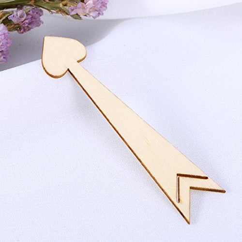 SUPVOX 20pcs Unfinished Wood Cutout Wooden Arrow Shape Natural Wood Pieces for DIY Arts Crafts Projects (Love Heart Arrow) SUPVOX