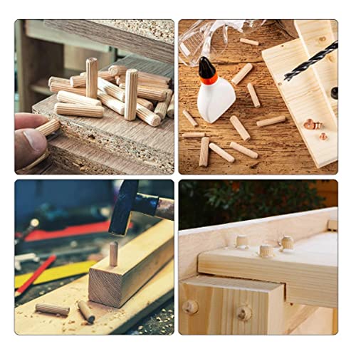 UtySty 100 Pack Wooden Dowel Pins Rods 3/8" x 1 1/2" Set Cabinet Drawer Round Fluted Birch Joinery Ends Pegs Furniture DIY Art Woodworking Door UtySty