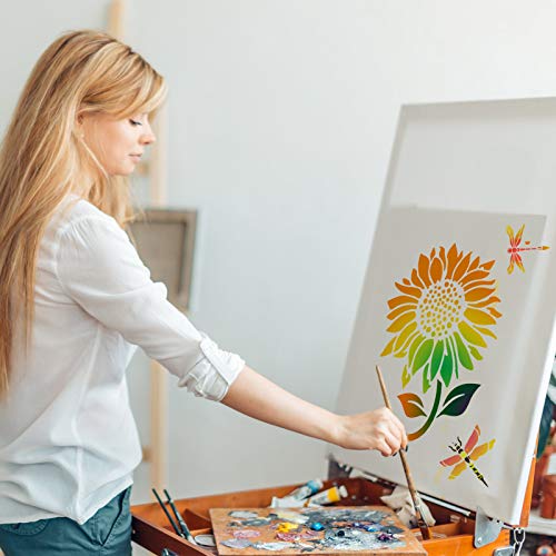 8 Pieces Sunflower Butterflies Painting Stencils for Painting on Wood Flower Butterfly Stencil Kit for Painting on Wall Canvas You are My Sunshine Zonon