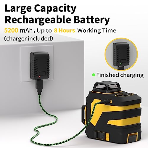 Laser Level, IKOVWUK 3x360° Cross Line for Construction and Picture Hanging, 12 Green Lasers with Self-leveling, 65 ft Vertical & Horizontal Line, IKOVWUK