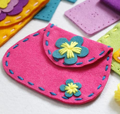 Flying Childhood Felt Craft Kits for Girls Christmas Gift Sewing Own Purses Arts and Crafts for Kids Ages 5 6 7 8 DIY Projects for Beginners Toddlers Flying Childhood