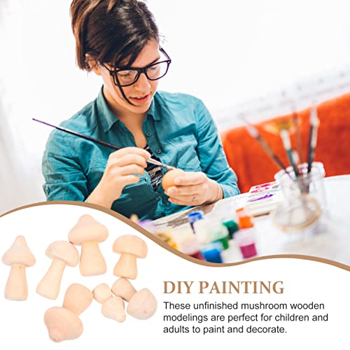 SEWACC 18 Pcs Wooden Mushrooms Unfinished Wood Mushroom Various Sizes Smooth Mushroom Decor Mini Mushrooms for Arts and Crafts Projects Decoration SEWACC