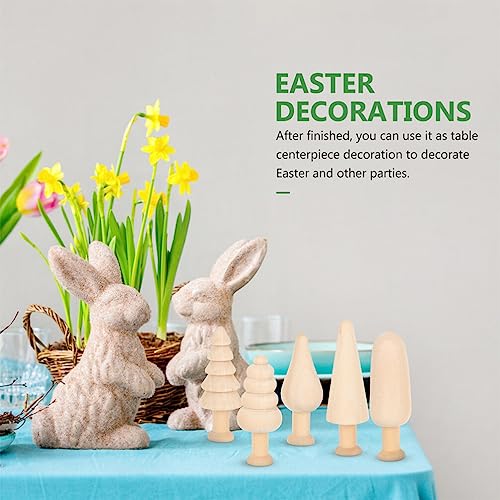 Kisangel 80pcs Unfinished Wood Crafts Wood Tree Figures and Mushroom DIY Craft for Arts and Crafts Projects Kisangel