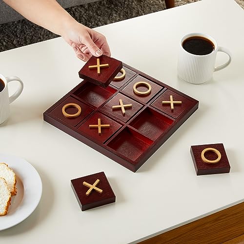 Juvale 9.5-inch Wooden Tic Tac Toe Game, Decorative Coffee Table Games for Kids, Family and Adults Juvale