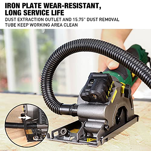 Mini Circular Saw, TECCPO 4.8Amp Compact Circular Saw, 3700RPM, with Laser Guide, Scale Ruler, Vacuum Port, 3 Blades for Cutting Woods, Tile and Soft TECCPO