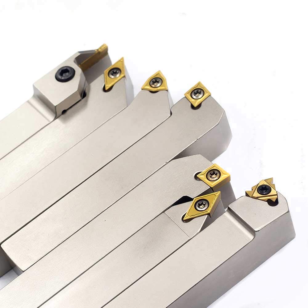 OSCARBIDE Nickel Plated Indexable Lathe Turning Tool Holder 3/4"Shank 7 Pieces/Set,CNC Heavy-Duty Metal Lathe Tools for Turning Grooving Threading OSCARBIDE