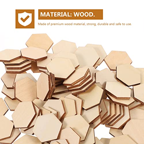 MAGICLULU 100PC Unfinished Wood Hexagon Pieces Unfinished Wood Cutout Hexagon Hexagon Blank Unfinished Wood Slices for Craft DIY Projects 3CM MAGICLULU