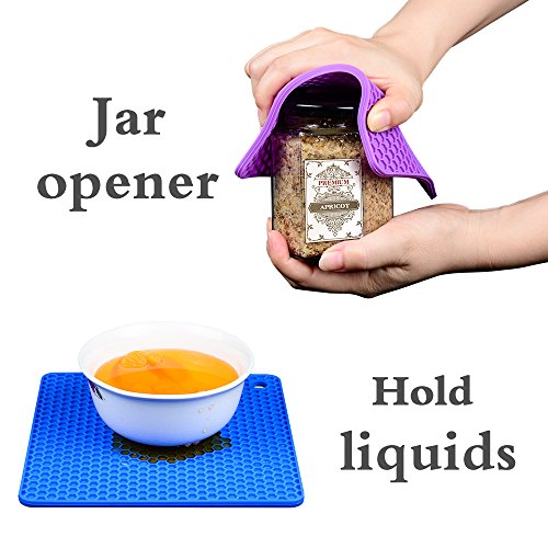 CAKETIME Silicone Trivet Mats - Hot Pads Spoon Rest, Multipurpose Trivet for Hot Dishers Heat Resistant Food Grade Silicone Set of 4 CAKETIME