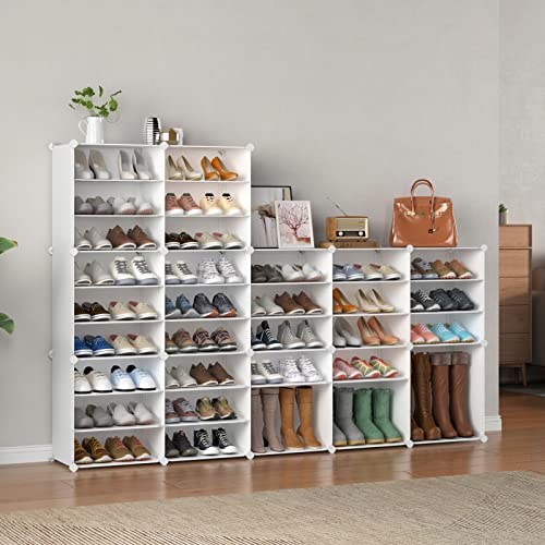 MAGINELS Shoe Rack Organizer 72 Pairs Shoe Cabinet Storage,Shoes Shelves for Living Room Bedroom Hallway, White MAGINELS