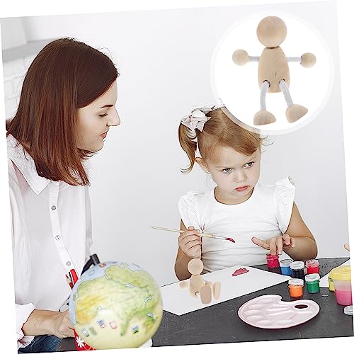 4pcs Unfinished Dolls Pegs Plain Peg Dolls Doll Pegs Peg Doll for Crafts Unfinished Peg People DIY Peg Dolls Puzzle Toys Puppets for Shelf Decor Wood Ciieeo