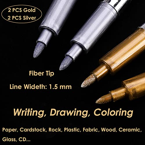 Dyvicl Premium Metallic Markers Pens Silver and Gold Paint Pens Black Paper Pad Dyvicl
