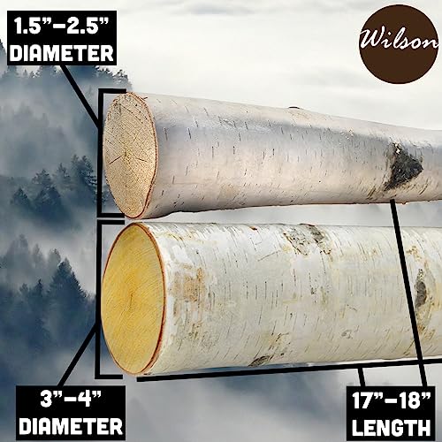 Wilson Decorative White Birch Logs, Natural Bark Wood Home Décor - 17-18" in Length 1.5"-4" Dia. (Set of 6) Wilson