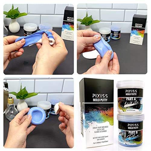 Mold Putty Silicone Mold Making Kit, Super Easy 1:1 Mix Mold Putty, 7/8 Lb (400 Grams), Makes Strong Reusable Silicone Molds Pixiss