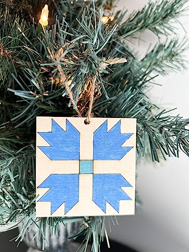Ornament Barn Quilt Square Design Cutout Unfinished Wood Shape Style, Quilting Blocks (Bear Paw) AVTRBoutique
