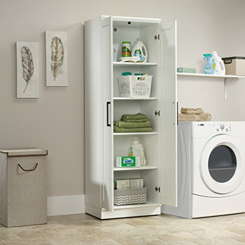 Sauder HomePlus Storage Pantry cabinets, L: 23.31" x W: 17.01" x H: 70.91", Soft White finish Sauder