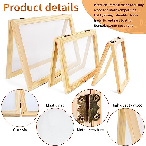 Fansunta 3 Pcs Paper Making Wooden Frame, Paper Making Mould Paper Making Screen, 3 Sizes Wooden Frame for DIY Paper Craft Making(5'' x 7'', 7.5'' x Fansunta