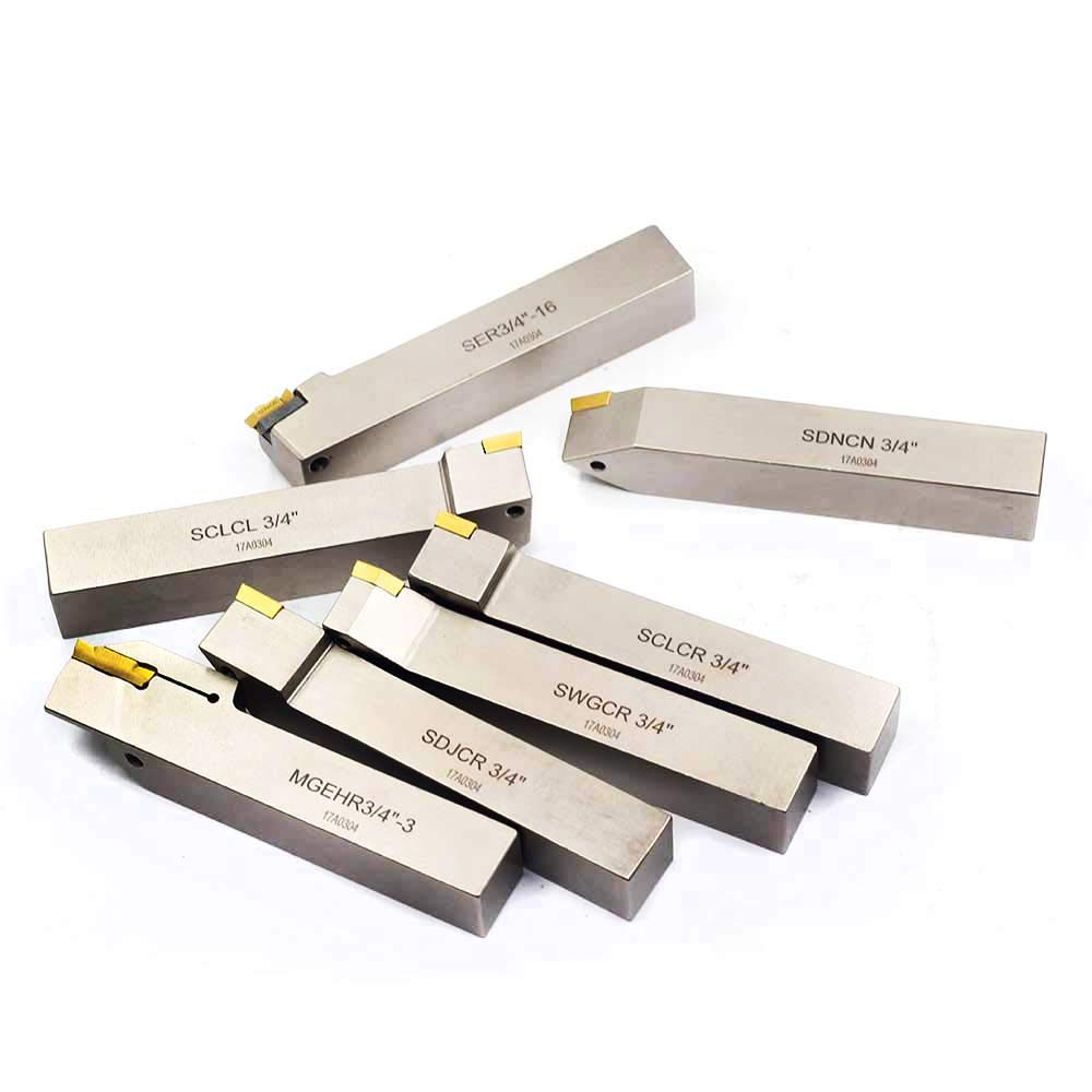 OSCARBIDE Nickel Plated Indexable Lathe Turning Tool Holder 3/4"Shank 7 Pieces/Set,CNC Heavy-Duty Metal Lathe Tools for Turning Grooving Threading OSCARBIDE