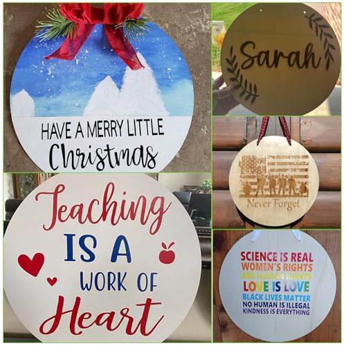 12 Inch Round Wood Circles for Crafts,18 Pcs Unfinished Rounds Wooden Cutouts, Wooden Rounds Circles for DIY Crafts, Painting,Door Hanger Sign Blank, SHUESS