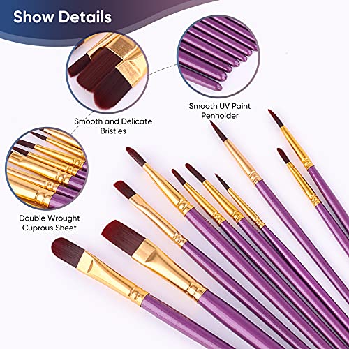 Paint Brushes Set, 2Pack 20 Pcs Paint Brushes for Acrylic Painting, Oil Watercolor Acrylic Paint Brush, Artist Paintbrushes for Body Face Rock Artstorys
