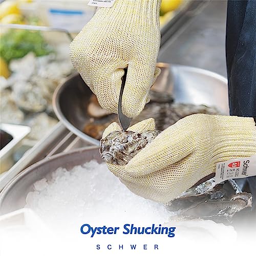 Schwer ANSI A9 Cut Resistant Gloves, Uncoated Food Grade Reliable Cutting Gloves, Mandoline Gloves for Kitchen Meat Cutting, Oyster Shucking, Fish Schwer