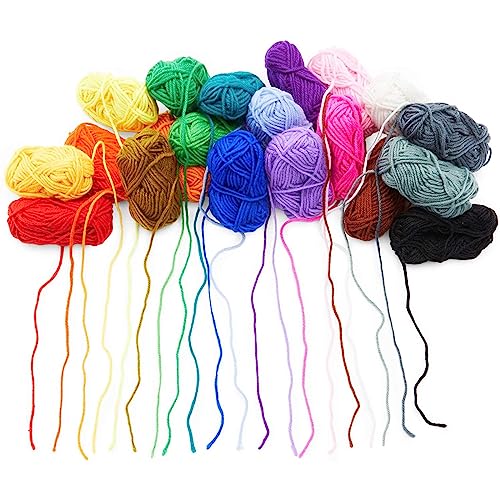 20 Pack Medium #4 Yarn for Crocheting, Acrylic Skein Kit, Knitting Crochet Supplies, 420 Yards - WoodArtSupply