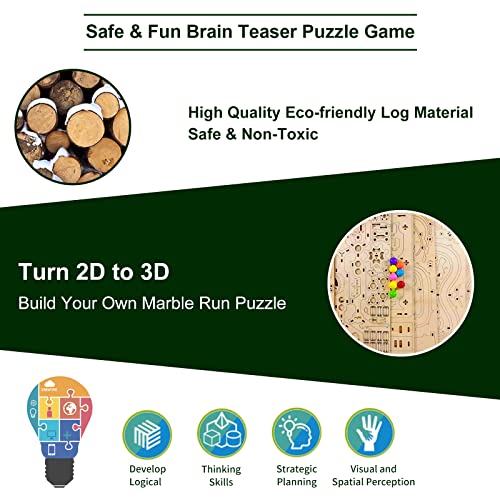Hallisun 3D Wooden Puzzles for Adults, Rollercoaster Marble Maze Run Model DIY Building Kits Block Craft, Mechanical Gear Kit Hobbies Toys Valentines Hallisun