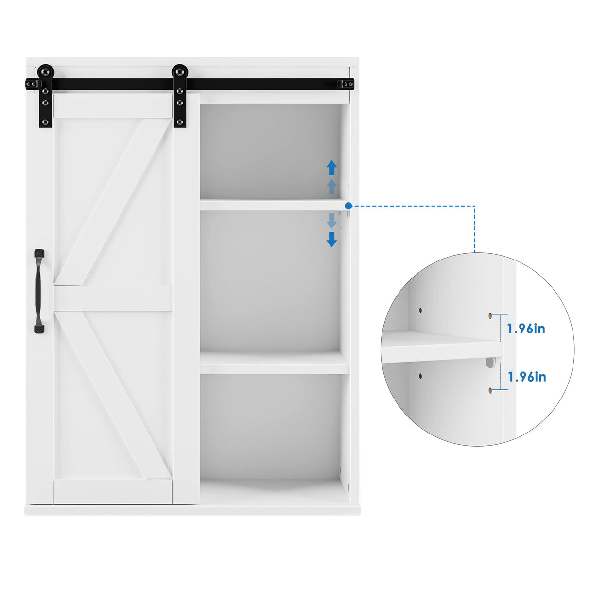 HOSTACK Bathroom Cabinet Wall Mounted, Farmhouse Medicine Cabinet with Sliding Barn Door & Adjustable Shelf, Over The Toilet Storage Cabinet for HOSTACK