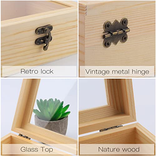 Wooden Box,Extral Large Unfinished Pine Wood Boxes Wooden Storage Box,Rectangle Unfinished Pine Wood Box Natural Wooden with Hinged Lid and Front Nsmykhg