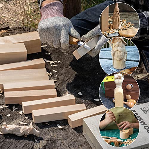ACXFOND 8PCS Basswood Carving Blocks, 6x2x2 inch Unfinished Wood Blocks for Crafts, Unfinished Wood Squares Wooden Blocks for Arts and Crafts ACXFOND