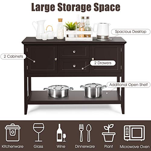 Giantex Buffet Sideboard, Wood Storage Cabinet, Console Table with Storage Shelf, 2 Drawers and Cabinets, Living Room Kitchen Dining Room Furniture, Giantex