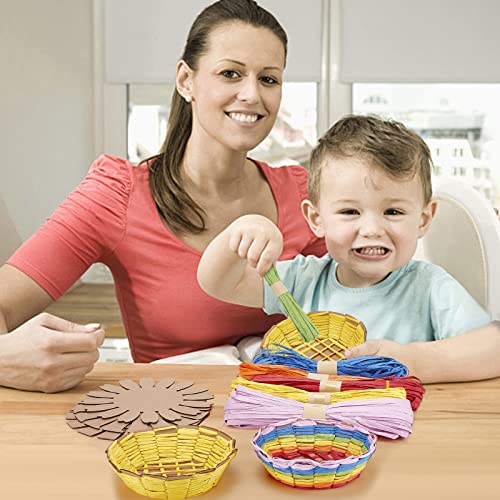 FREEBLOSS 12 Set Basket Weaving Kit Introductory Sewing for Beginners, Creative Woven Bowl Suitable for Kids Arts and Crafts Projects with Video FREEBLOSS