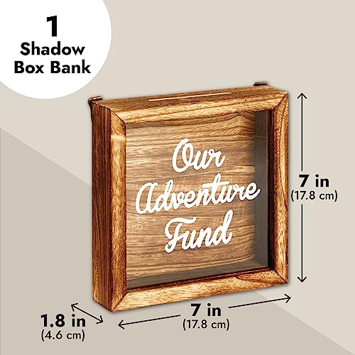 Juvale Our Adventure Fund, Vacation Shadow Box for Weddings, Honeymoon Savings Piggy Bank for Adults (7 x 7 Inches) Juvale