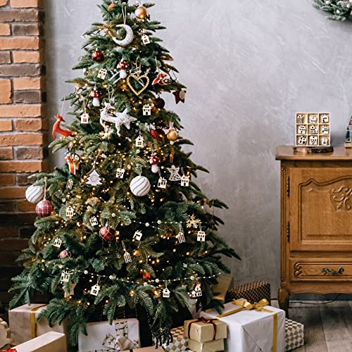 HEALLILY Wooden Stars for Crafts 45pcs Wooden House Shaped Embellishments Hanging Ornaments Unfinished Wood Cutouts Ornaments for Christmas Crafts HEALLILY