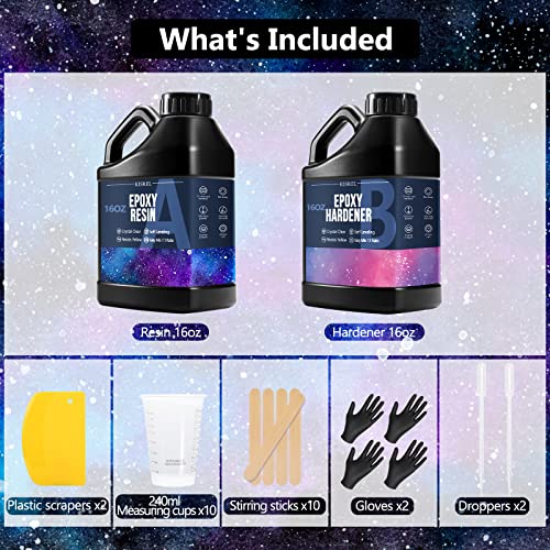 KISREL Epoxy Resin 32OZ - Crystal Clear Epoxy Resin Kit - No Yellowing No Bubble Art Resin Casting Resin for Art Crafts, Jewelry Making, Wood & Resin KISREL