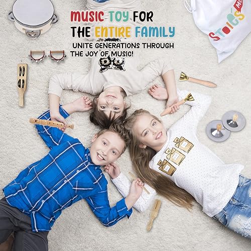 Stoie’s Wooden Music Set, Percussion Kids Musical Instruments, Montessori Unique Play Toddler Musical Instruments for Kids Ages 3, 5, 9, 12- Baby Stoie's