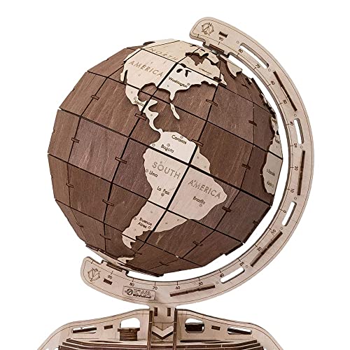 Eco Wood Art 3D Puzzle Globe Brown EWA Eco-Wood-Art