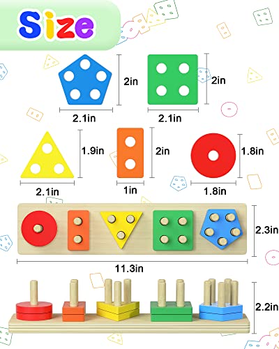 Yetonamr Montessori Toys for 1 2 3 Years Old Boys Girls Birthday Gifts, Wooden Sensory Toys for 2-4 Toddlers Kids Baby, Christmas Stocking Stuffers Yetonamr