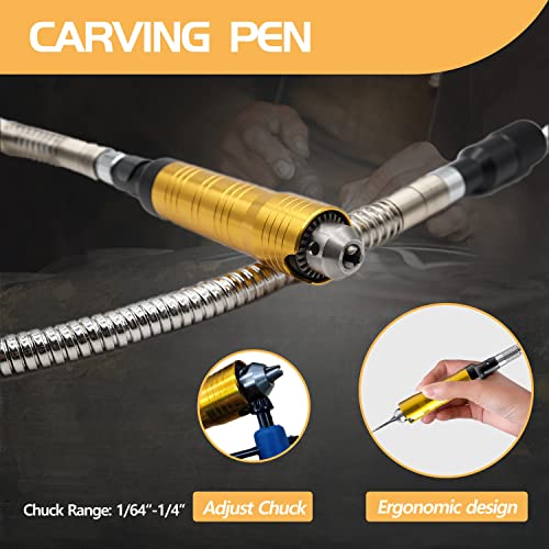 TUNTROL 1000W 30000RPM Flex Shaft Rotary Tool, Thicken 1/4" Flexible Shaft with Stepless Speed Foot Pedal, Hanging Grinder Carver Electric TUNTROL