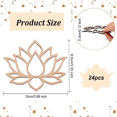 OLYCRAFT 24pcs Lotus Dream Catcher Rings Wooden Macrame Hoops Smooth Unfinished Macrame Rings Flower Shape Macrame Ring for DIY Crafts Projects Home OLYCRAFT