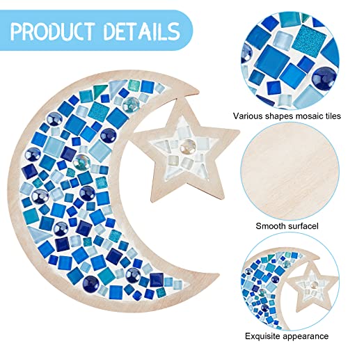 WEBEEDY Glass Mosaic Moon and Star Kit, Creativity DIY Mosaic Arts and Crafts Kit for Kids & Adults, Handmade Artwork Kids Gifts Crystal Mosaic WEBEEDY