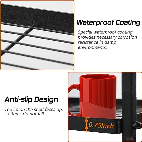 GIOTORENT 5-Wire Standing Storage Shelves, Metal Shelving Unit Pantry Rack for Laundry Kitchen Bathroom Organizer(Black) GIOTORENT