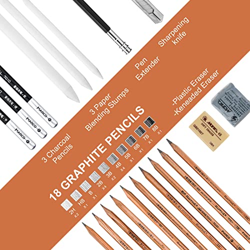 YunQiDeer Drawing Pencils, Art Supplies Sketch Pencils Kit for Kids Adults, Professional Charcoal Sketching Graphite Art Pencils Set YunQiDeer